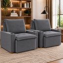 Ver imagem 1 de Kit 2 Poltronas Retrátil e Reclinável do Papai com Porta Copos e Base Madeira Maciça Siena