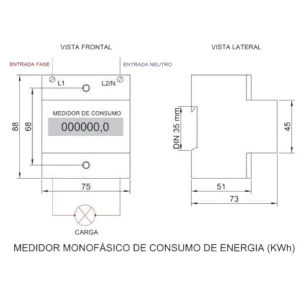 Medidor Consumo Energia Monofásico 110v 127v Wattimetro AC - 2