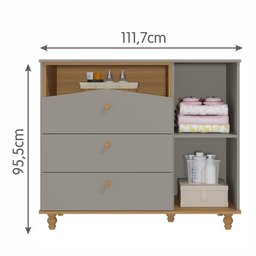 Quarto Infantil Cômoda Casinha 1 Porta e Berço Americano Candy Fendi/nature - Permóbili - 4