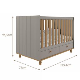 Quarto Infantil Cômoda Casinha 1 Porta e Berço Americano Candy Fendi/nature - Permóbili - 6