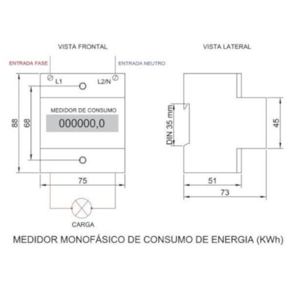 Medidor Consumo Energia Monofásico 220v 100A Wattimetro AC - 2