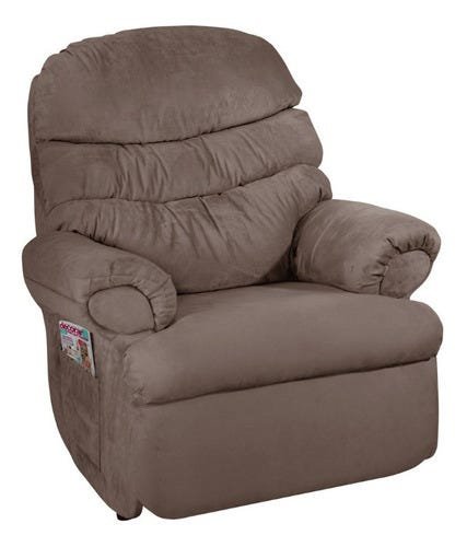 Cadeira Do Papai Reclinável Grande Confortavel Suede Veludo Marrom - 1