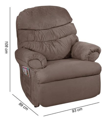 Cadeira Do Papai Reclinável Grande Confortavel Suede Veludo Marrom - 3