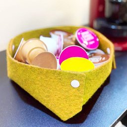 3 Cesta Caixa Organizadora de Objetos em Feltro Amarelo - 1