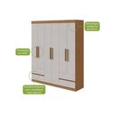 Ver imagem 4 de Guarda Roupa Solteiro 6 Portas (2 C/ Espelho) e 4 Gavetaszeus Branco - Lopas