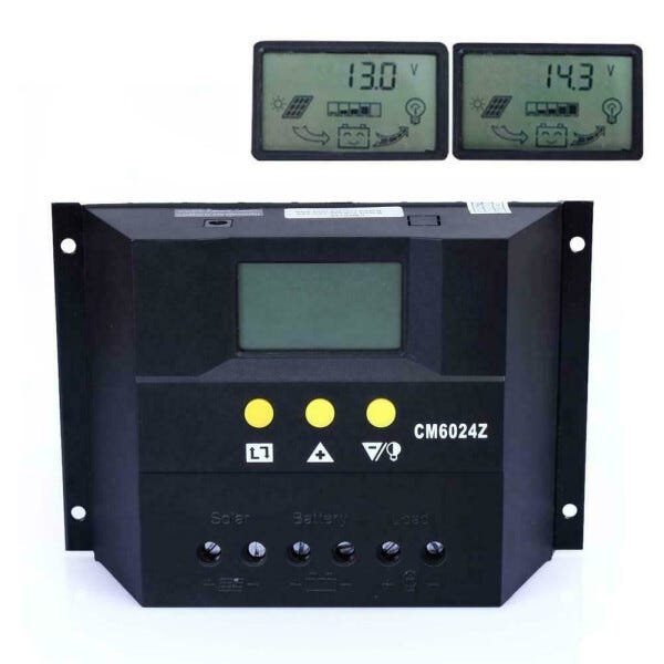 Controlador carga painel solar PWM 60A 12/24V CM6024Z - 1