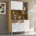 Ver imagem 1 de Armário de Cozinha Compacta Mdf 6 Portas Paris Plus - Freijó/supremo/com Ripado
