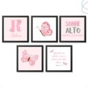 Ver imagem 2 de Quadros Decorativos Infantil Menina Borboletas com Moldura:branca