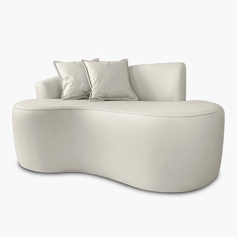 Sofá Orgânico 2 Lugares Curvo Feijão Design Elegante Corino Premium