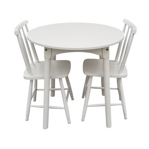 Jogo de Jantar Colonial Brisa Mesa 80cm Branca + 02 Cadeiras Brancas - Rustico Linda ( Redonda )