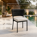 Ver imagem 2 de Cadeira Kit 2 Corda Náutica Luxo Sala Jantar Área Externa Tecido Linho Aquablock: Preta