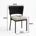 Ver imagem 3 de Cadeira Kit 2 Corda Náutica Luxo Sala Jantar Área Externa Tecido Linho Aquablock: Preta