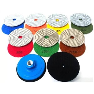 Kit 10 Lixas Diamantada Polir Mármore Granito Concreto + Suporte