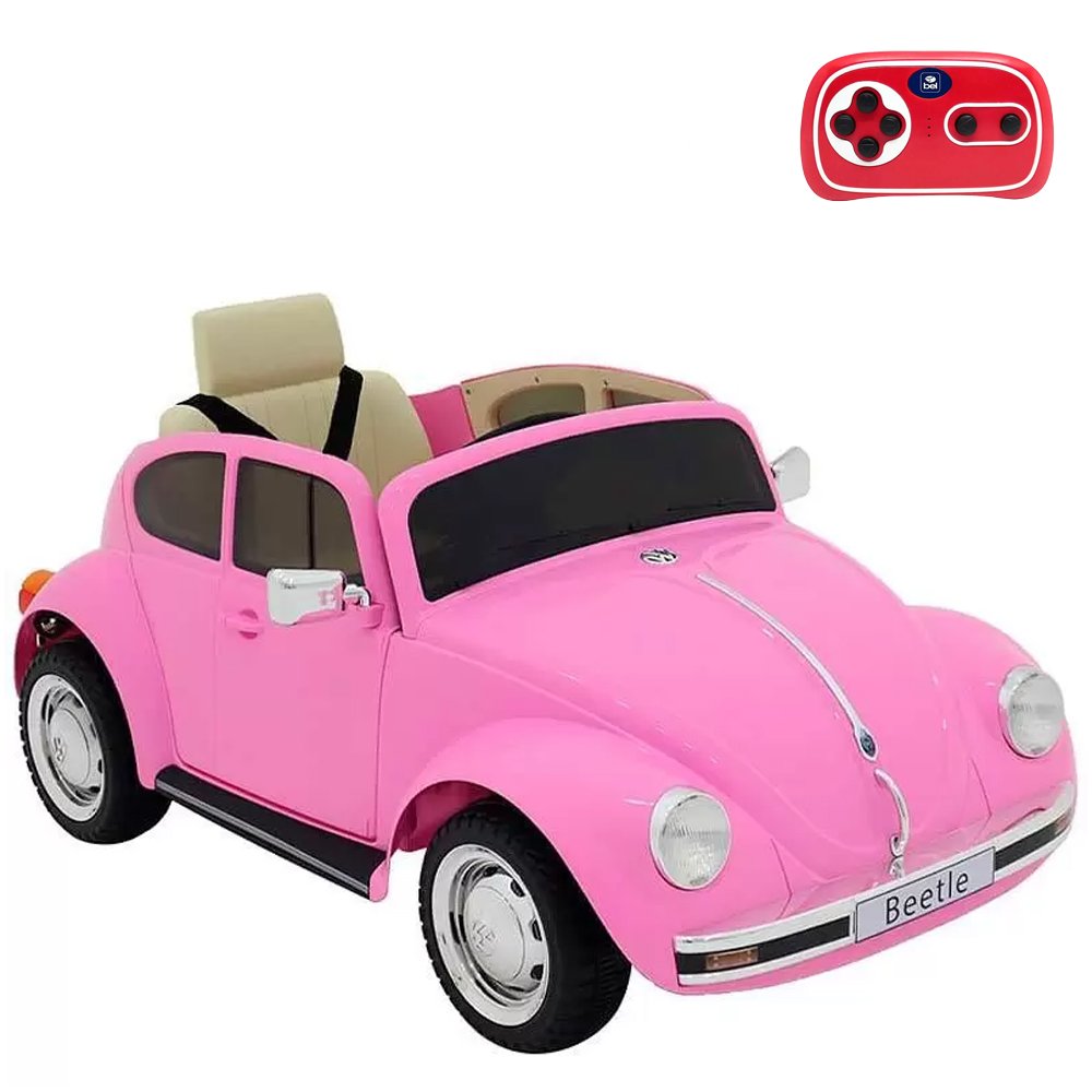 Carro Elétrico Infantil Vw Beetle Rosa com Controle Remoto Zippy Toys