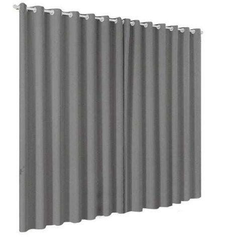 Cortina Blackout em Tecido 3 00 x 2 30 Esticado com Ilhos - Cinza