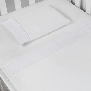 Jogo de Lençol Mini Berço Branco 3pçs Percal 200 Fios