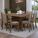 Ver imagem 1 de Conjunto Sala de Jantar Mesa Tampo de Madeira 8 Cadeiras Rustic/crema/bege Marrom Marisa Madesa