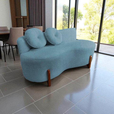 Namoradeira Sofá Feijão Lounge Orgânica Linho Azul