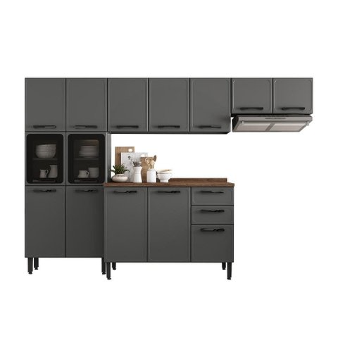 Cozinha Modulada Completa de Aço Estilo Bertolini 4 Peças Grafite