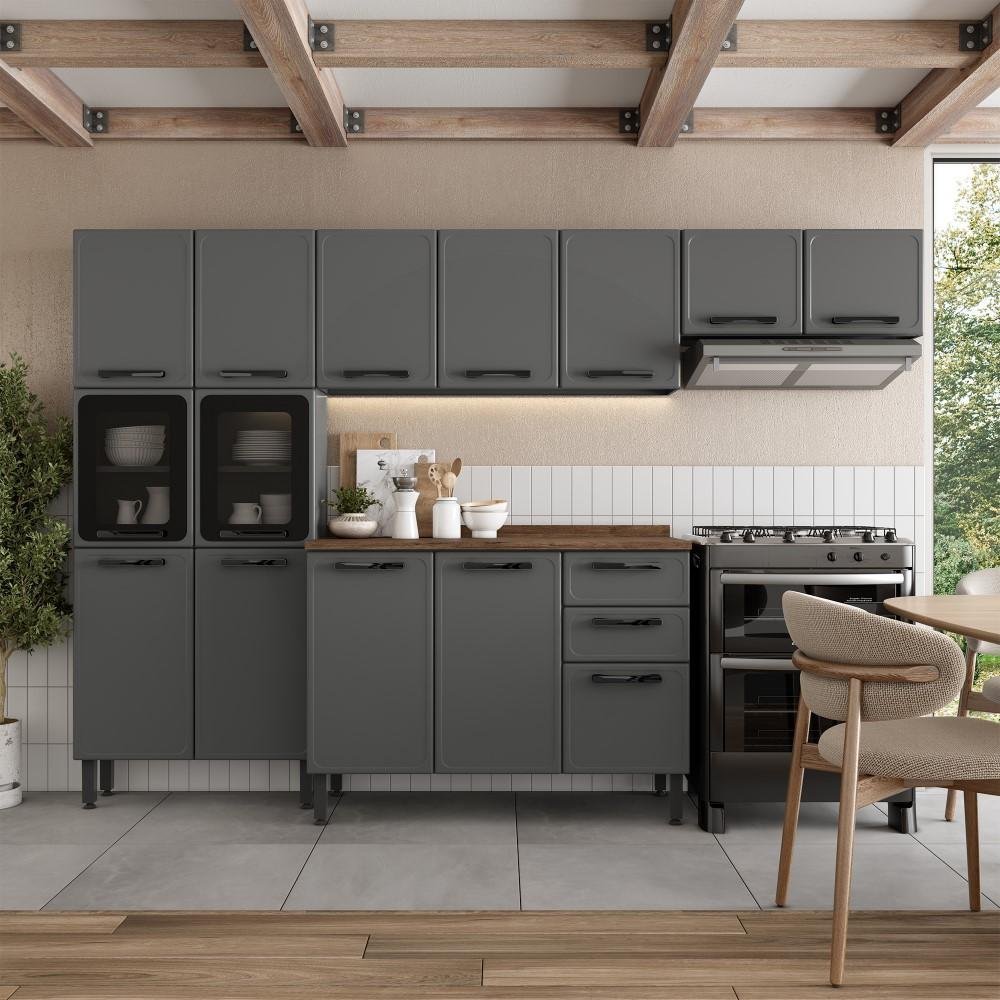 Cozinha Modulada Completa De Aço Estilo Bertolini 4 Peças Grafite ...