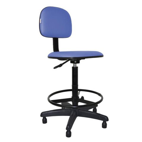 Cadeira Caixa Secretaria Polo - Couro Sintetico Corano - Azul Claro