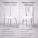 Ver imagem 5 de Jogo Mesa Jantar Pé Palito Cromada + 4 Cadeiras Reforço Assento Grosso Branco Vidro 90cm
