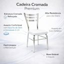 Ver imagem 3 de Jogo Mesa Jantar Pé Palito Cromada + 4 Cadeiras Reforço Assento Grosso Branco Vidro 90cm