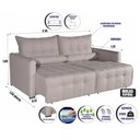 Ver imagem 2 de Sofá Cama Innova Linho 4 Lugares Retrátil 215cm Marrom