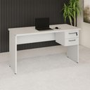 Ver imagem 1 de Mesa Escrivaninha Retangular 135cm x 60cm Tampo 30mm com Gaveteiro 2 Gavetas F5 Office Cor:Cinza