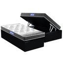 Ver imagem 1 de Cama Box Baú Solteiro: Colchão Espuma Probel D20 Guarda Costas Resistente Black + Base CRC Suede