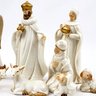 Presépio De Porcelana Branco E Dourado Natal 11pc - 4