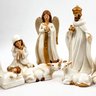 Presépio De Porcelana Branco E Dourado Natal 11pc - 6