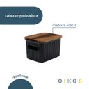 Ver imagem 3 de Caixa Organizadora 1,5l de Plástico com Tampa de Madeira Acácia - Oikos