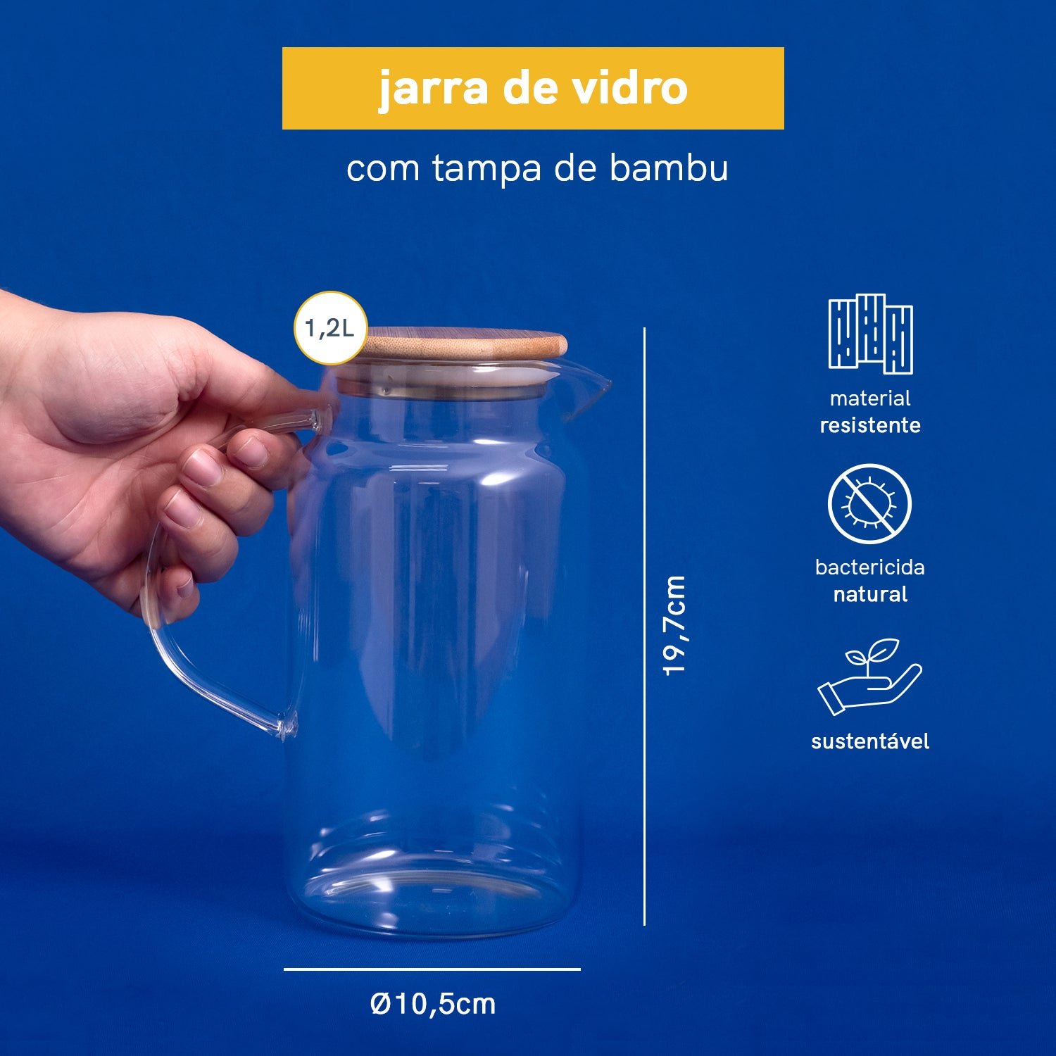 JARRA DE VIDRO COM TAMPA DE BAMBU 1,2L - OIKOS - 2