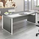 Ver imagem 2 de Mesa de Escritório Diretor com Caixa de Tomadas e Porta Objetos 180cm Corporate Cinza Sagrado e Branco