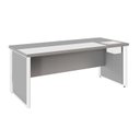 Ver imagem 1 de Mesa de Escritório Diretor com Caixa de Tomadas e Porta Objetos 180cm Corporate Cinza Sagrado e Branco