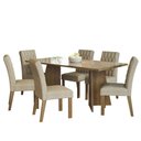 Ver imagem 2 de Conjunto Sala de Jantar Mesa Tampo de Vidro 6 Cadeiras Rustic/crema/imperial Marissa Madesa