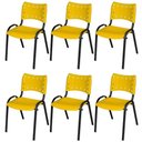 Ver imagem 1 de Cadeira Iso Base Preto Escola, Escritório Amarelo Kit 6 Un