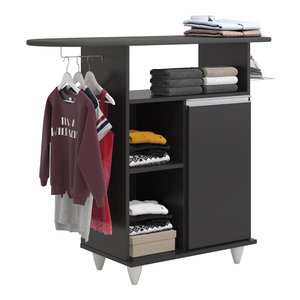 Tábua de Passar com Balcão 01 Porta Lis Preto 107 cm - D'Rossi DRossi