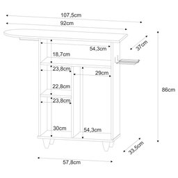 Tábua de Passar com Balcão 01 Porta Lis Preto 107 cm - D'Rossi DRossi - 7