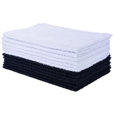 Kit 12 Toalhas de Rosto para Salão de Beleza Perfeito Estilo - Preto e Branco