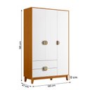 Ver imagem 4 de Guarda Roupa Ipê 3 Portas 2 Gavetas com Pés Madeira Maciça Cinamomo/branco