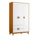 Ver imagem 1 de Guarda Roupa Ipê 3 Portas 2 Gavetas com Pés Madeira Maciça Cinamomo/branco