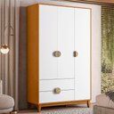 Ver imagem 2 de Guarda Roupa Ipê 3 Portas 2 Gavetas com Pés Madeira Maciça Cinamomo/branco