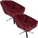 Ver imagem 1 de Kit Duas Poltrona Giovana Base Giratória Cromado em Sued Premium:marsala