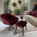 Ver imagem 2 de Kit Duas Poltrona Giovana Base Giratória Cromado em Sued Premium:marsala