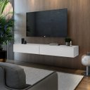 Ver imagem 1 de Rack de Tv Linha Eros 1,40m Suspenso Aéreo em Mdf/mdp:branco