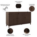 Ver imagem 3 de Buffet Aparador 160cm 3 Portas Madeira Maciça Vitalis Café F07 - Mpozenato