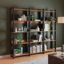 Ver imagem 1 de Estante de Livros Industrial 189CMX178CM 13 Prateleiras Marrom/Lamina Mel/Preto