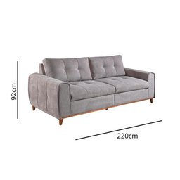 Sofá 3 Lugares Bipartido Leblon Bipartido Cinza 220cm - 4
